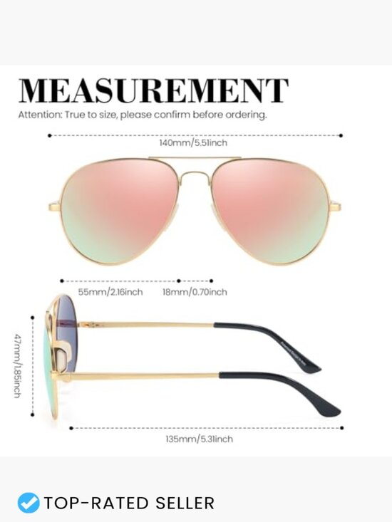 Polarized Aviator Sunglasses Metal Frame UV400 Protection Unisex Classic Retro